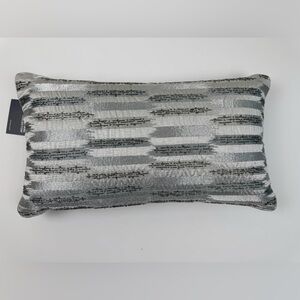 Hudson Park Woven Shibori 12" x 22" Decorative Pillow Silver